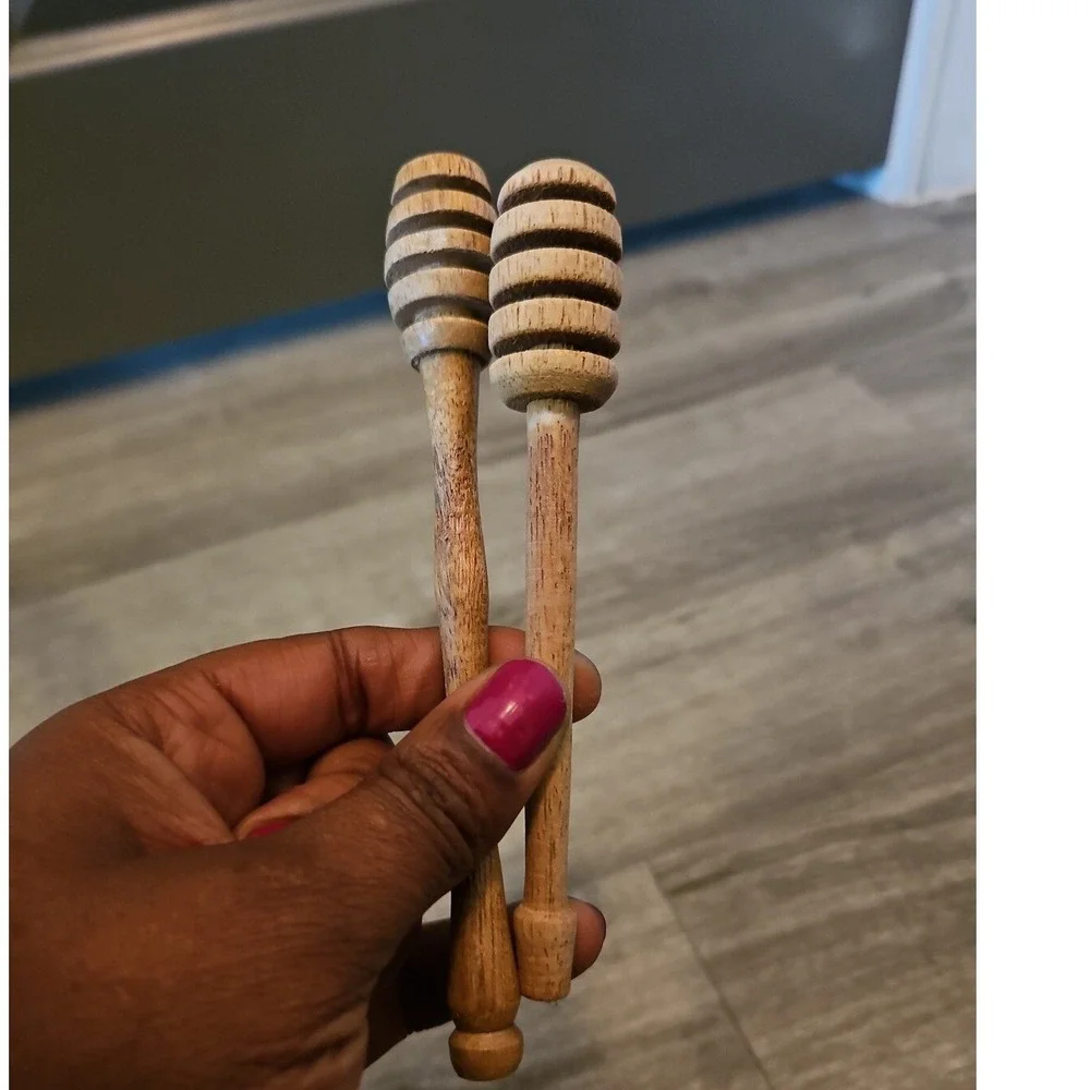 Honey Dipper Sticks Wooden Honeycomb‎ Swizzle Server Drizzler 2 Piece